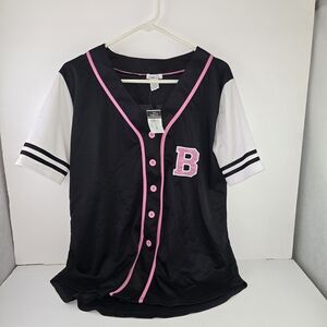 Rue21 Black and Pink Women's Jersey Top